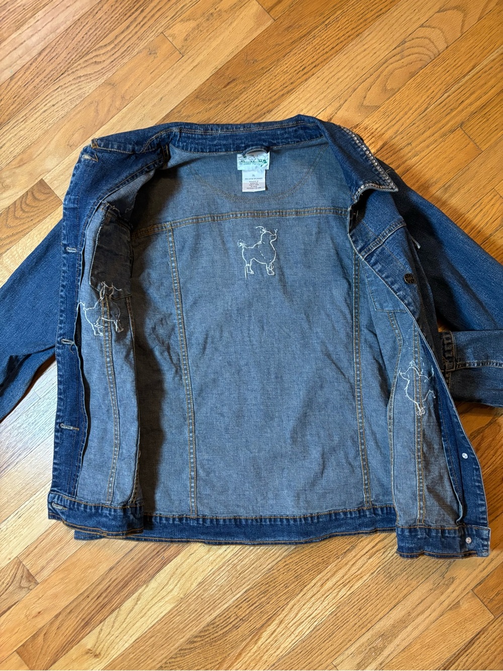Quacker Factory XL Denim Poodle and Rhinestone Jean Jacket - Picture 7 of 13